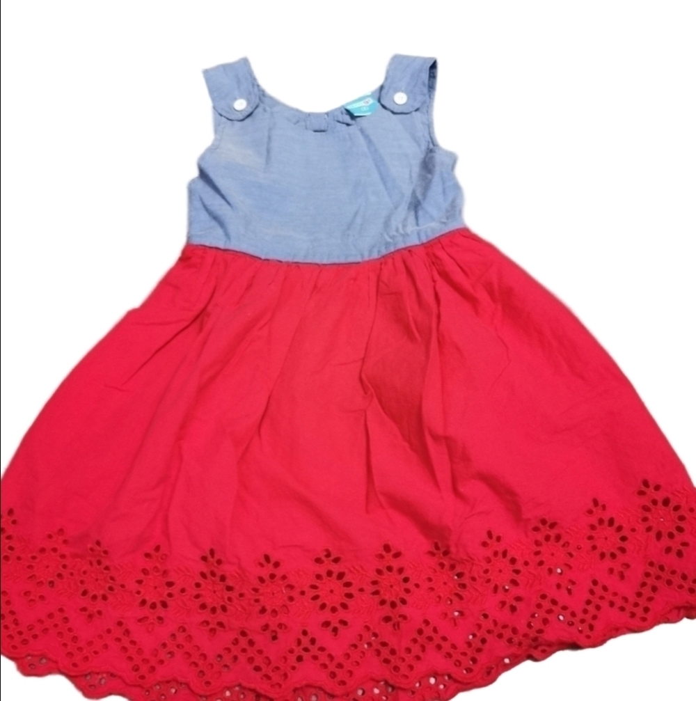 Denim Top and Red Eyelet  backless dress